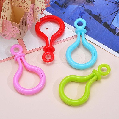 120Pcs 12 Colors Opaque Solid Color Bulb Shaped Plastic Push Gate Snap Keychain Clasp Findings KY-CJ0001-25-1