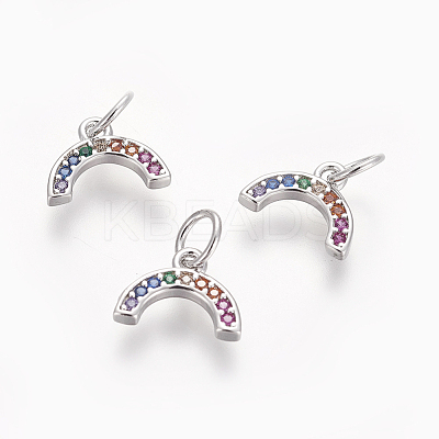 Brass Cubic Zirconia Charms ZIRC-E162-14P-1
