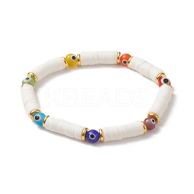 Handmade Polymer Clay Heishi Surfer Stretch Bracelet BJEW-TA00223-1