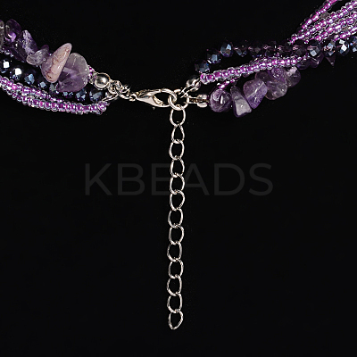 Amethyst Multi-strand Necklaces NJEW-L143-03-1