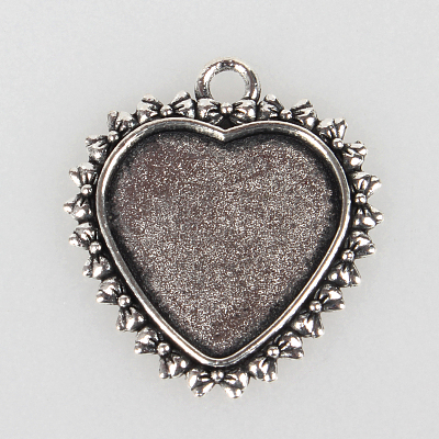 Tibetan Style Alloy Pendant Cabochon Settings X-TIBEP-N003-15AS-1
