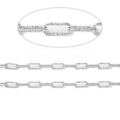 Tarnish Resistant 304 Stainless Steel Textured Paperclip Chains CHS-G027-04P-1