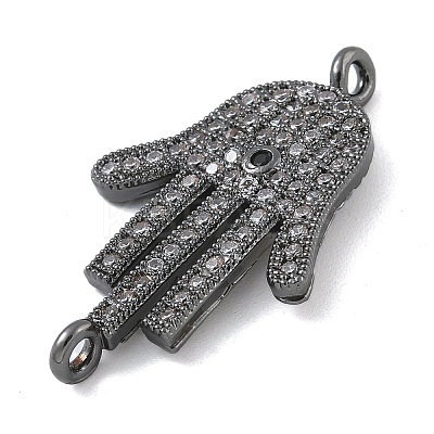 Rack Plating Brass Micro Pave Clear Cubic Zirconia Palm Connector Charms KK-A234-049B-1