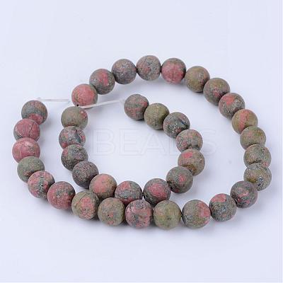 Natural Unakite Beads Strands G-Q462-8mm-16-1