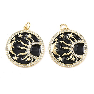 Brass Enamel Cubic Zirconia Pendants KK-L251-23G-02-1