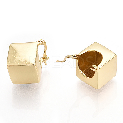 Brass Rhombus Thick Hoop Earrings for Women EJEW-F303-05G-1