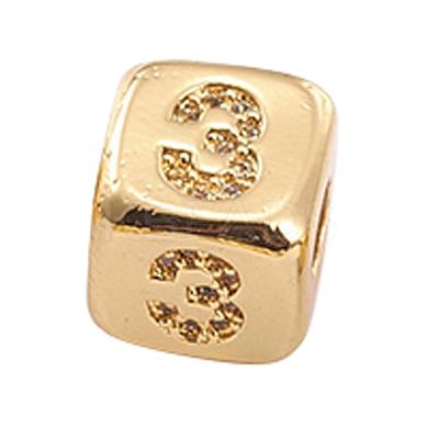 Brass Micro Pave Cubic Zirconia Beads ZIRC-L091-021G-03-1