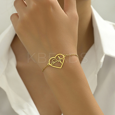 Valentine's Day Geometric Electrocardiogram 201 Stainless Steel Link Bracelets JY0092-1