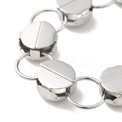 Non-Tarnish 304 Stainless Steel Flat Round Link Chain Bracelet BJEW-Q776-02C-01-1