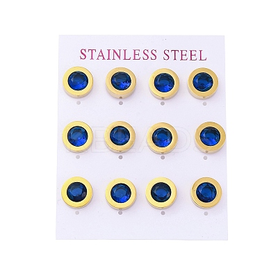 304 Stainless Steel Flat Round Stud Earrings EJEW-C099-23G-01-1