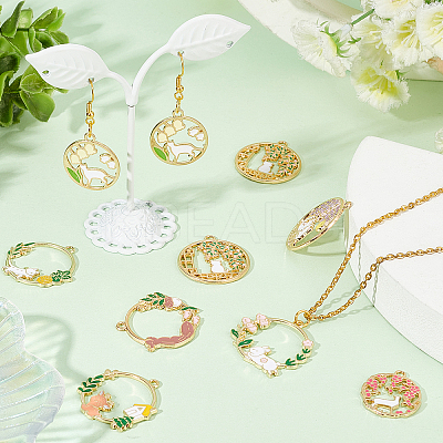 32Pcs 8 Style Alloy Enamel Pendants ENAM-SC0002-59-1