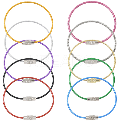 40Pcs 10 Style Heavy Duty 304 Stainless Steel Wire Cable Keychains FIND-SC0019-18-1