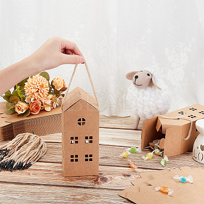 House Shaped Kraft Paper Candy Totes LS-CON-WH0105-01-1