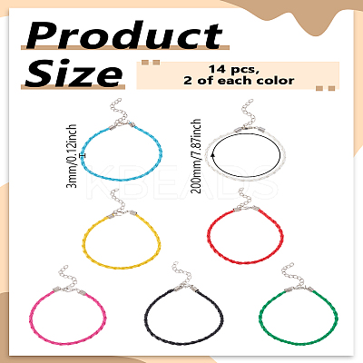 14Pcs 7 Colors Trendy Braided Imitation Leather Bracelet Making BJEW-LP0001-41-1