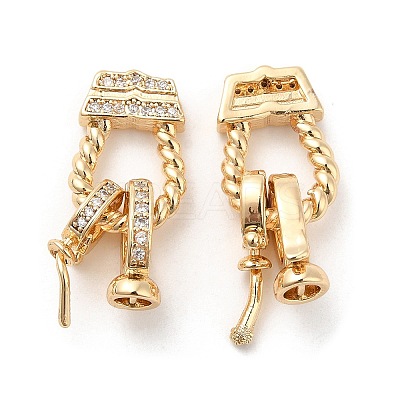 Brass Micro Pave Clear Cubic Zirconia Fold Over Clasps KK-F860-50G-1