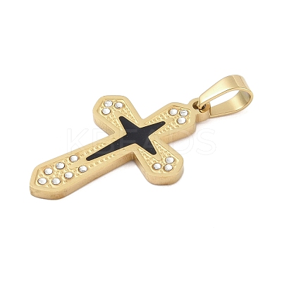 Ion Plating(IP) 304 Stainless Steel Enamel Rhinestone Pendants STAS-Q325-05I-G-1