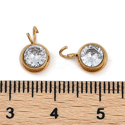 Ion Plating(IP) 304 Stainless Steel Micro Pave Cubic Zirconia Charms STAS-Z094-02G-10-1
