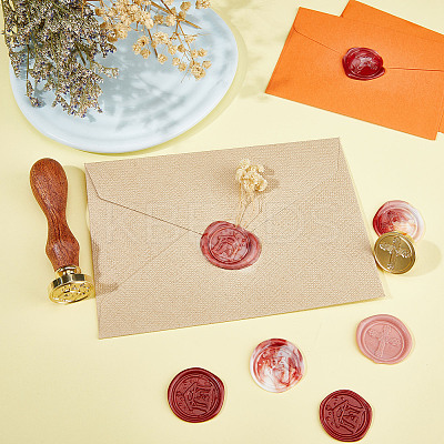 2Pcs 2 Styles Golden Tone Brass Wax Seal Stamp Heads AJEW-CP0005-99-1