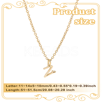 1pc 304 Stainless Steel Letter Pendant Necklaces NJEW-LP0001-39Z-G-1
