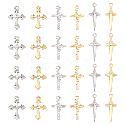 24Pcs 6 Styles Rack Plating Alloy Pendants FIND-FS0003-44-1