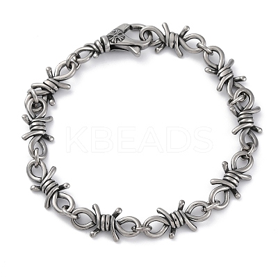 316 Surgical Stainless Steel Large Barbed Wire Link Chain Bracelets for Men Women BJEW-Q349-17AS-1