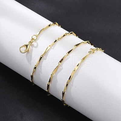 Brassl Twisted Bar Link Chain Necklaces for Men Women NJEW-G160-15G-1