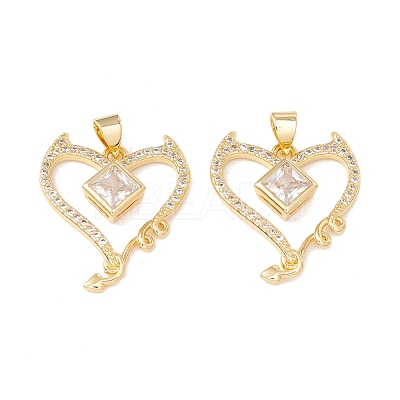 Brass Micro Pave Clear Cubic Zirconia Pendants KK-G415-14G-1