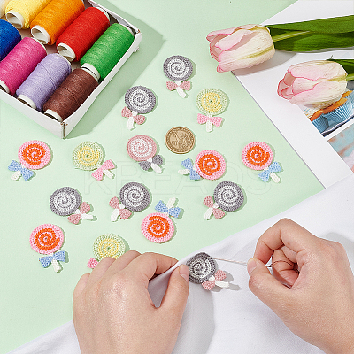 48Pcs 4 Colors Polyester Embroidery Sew on Appliques PATC-FG0002-01-1