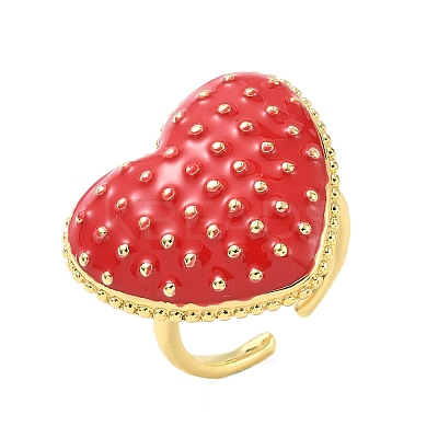 Heart Brass with Enamel Cuff Rings for Women RJEW-A069-10G-1