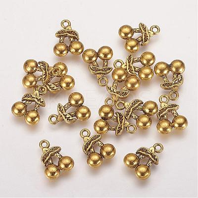 Tibetan Style Alloy 3D Cherry Charms X-TIBEP-23493-AG-RS-1