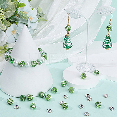 DIY Round Polymer Clay Rhinestone & Rhinestone Rondelle Spacer Beads Jewelry Making Findings Kits DIY-SC0027-50D-1