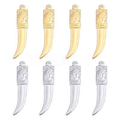 8Pcs 2 Colors 304 Stainless Steel Pendants STAS-UN0038-34-1