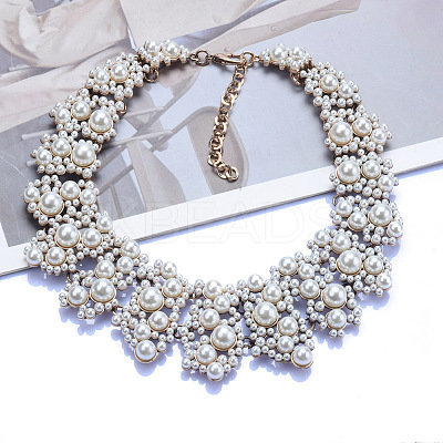 Alloy & Imitation Pearl Beaded Choker Necklaces for Women FS-WG4B1B5-01-1