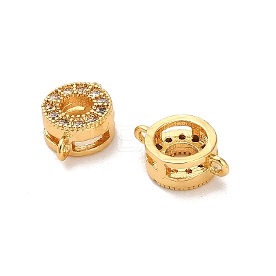 Brass Micro Pave Clear Cubic Zirconia Donut Connector Charms KK-H515-13G-1