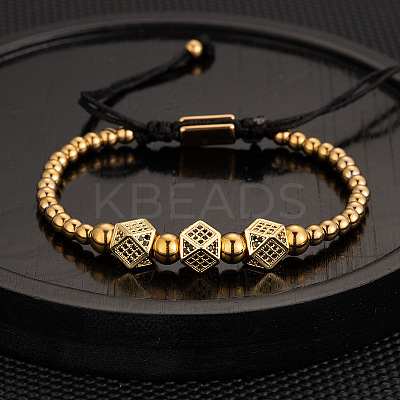 304 Stainless Steel Braided Beads Bracelets WG0F93D-35-1
