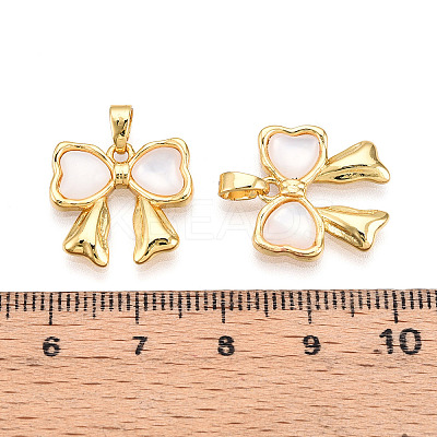 Brass Pave Natural Shell Pendants KK-N257-49G-1