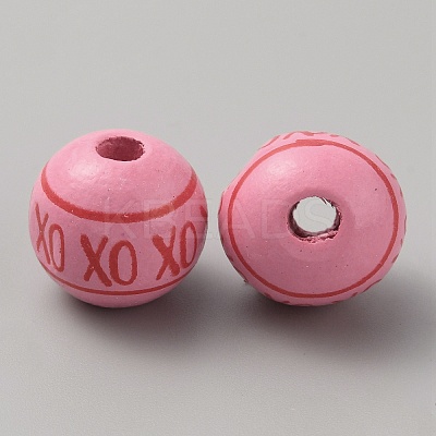 Printed Wood European Beads WOOD-CJC0011-05-1