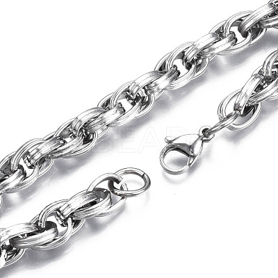 Non-Tarnish 201 Stainless Steel Rope Chain Bracelet for Men Women BJEW-S057-78-1