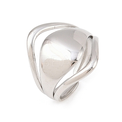 US Size 7 304 Stainless Steel Cuff Rings RJEW-D336-04P-1