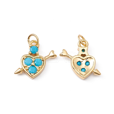 Rack Plating Brass Micro Pave Deep Sky Blue Cubic Zirconia Pendants ZIRC-C040-40G-1