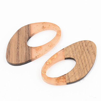 Transparent Resin & Walnut Wood Pendants RESI-S389-002A-B04-1