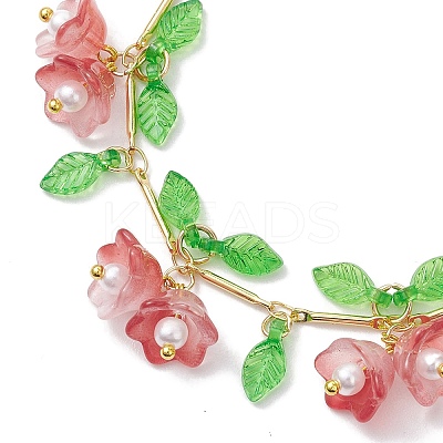 Flower Glass & Acrylic Charm Bracelets BJEW-JB10443-03-1