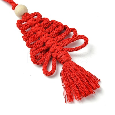 3Pcs 3 Colors Handmade Macrame Cotton Christmas Tree Pendant Decoration HJEW-JM02708-1