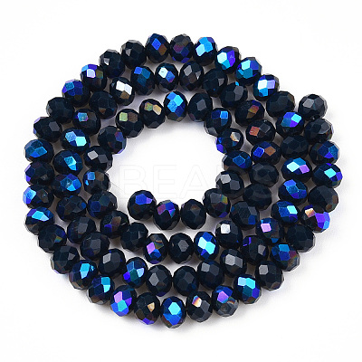 Electroplate Opaque Solid Color Glass Beads Strands EGLA-A034-P6mm-L22-1