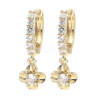 Brass with Cubic Zirconia Dangle Hoop Earrings EJEW-G362-05KCG-1