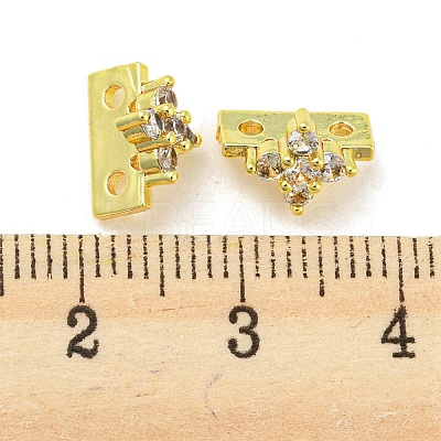Rack Plating Brass Micro Pave Clear Cubic Zirconia Connector Charms KK-F864-06G-1