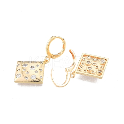 Clear Cubic Zirconia Rhombus Dangle Leverback Earrings EJEW-N012-70-1