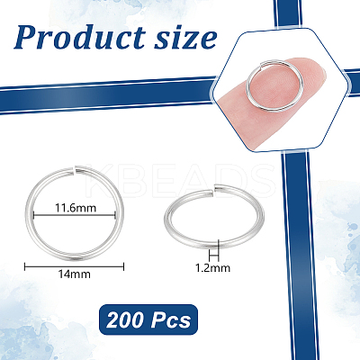 200Pcs 304 Stainless Steel Open Jump Rings STAS-UN0057-96-1
