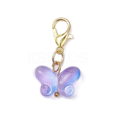 Transparent Glass Butterfly Pendant Decorations HJEW-JM04018-02-1