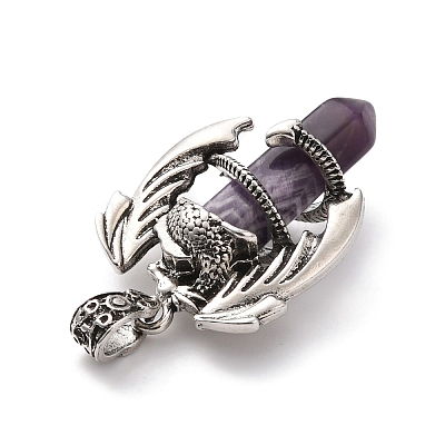Natural Amethyst Pointed Pendants G-B042-04P-57-1